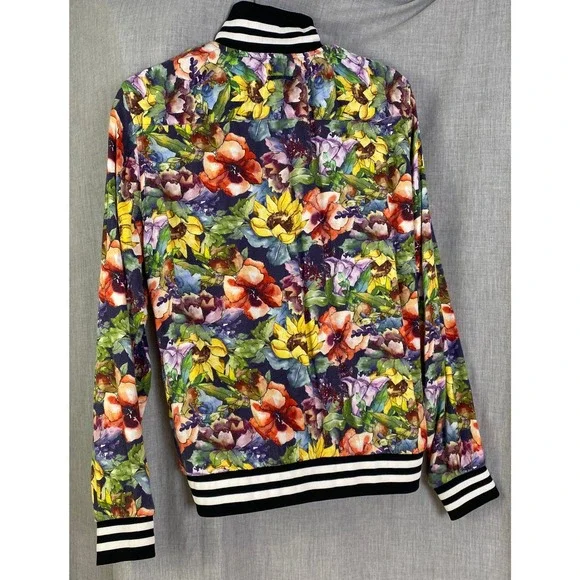 Cactus Man Ricky Singh Floral Bomber Jacket Men's M Unisex Statement Zip Jacket - Picture 6 of 14